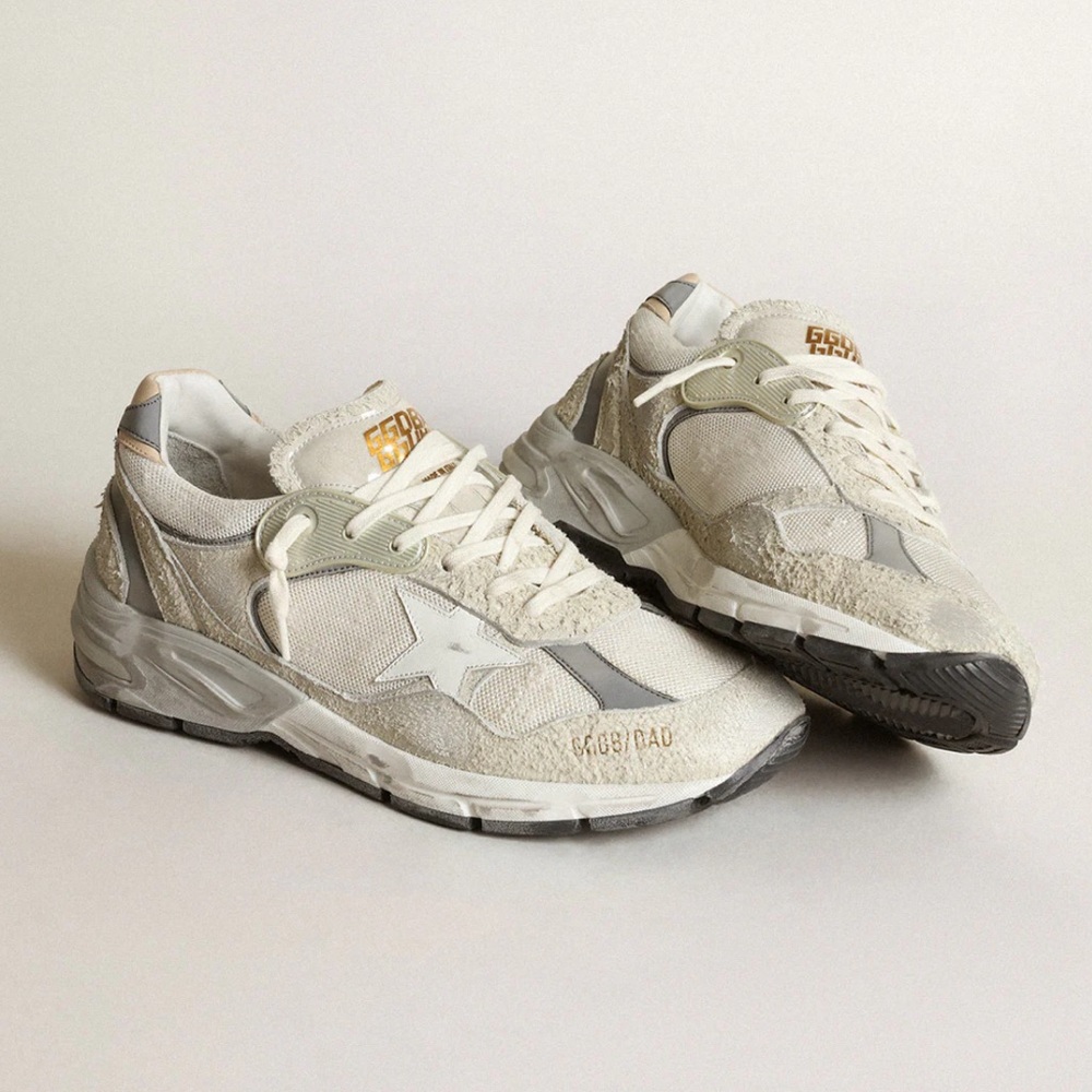 Golden Goose Women's Dad-Star in white mesh and suede
